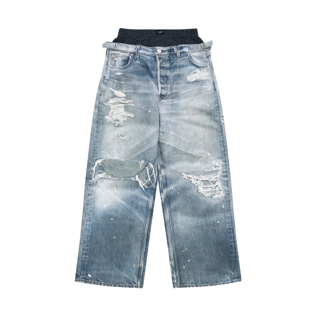 PROTOCOL INDEX TROMPE L'OEIL LAYERED PANTS BLUE