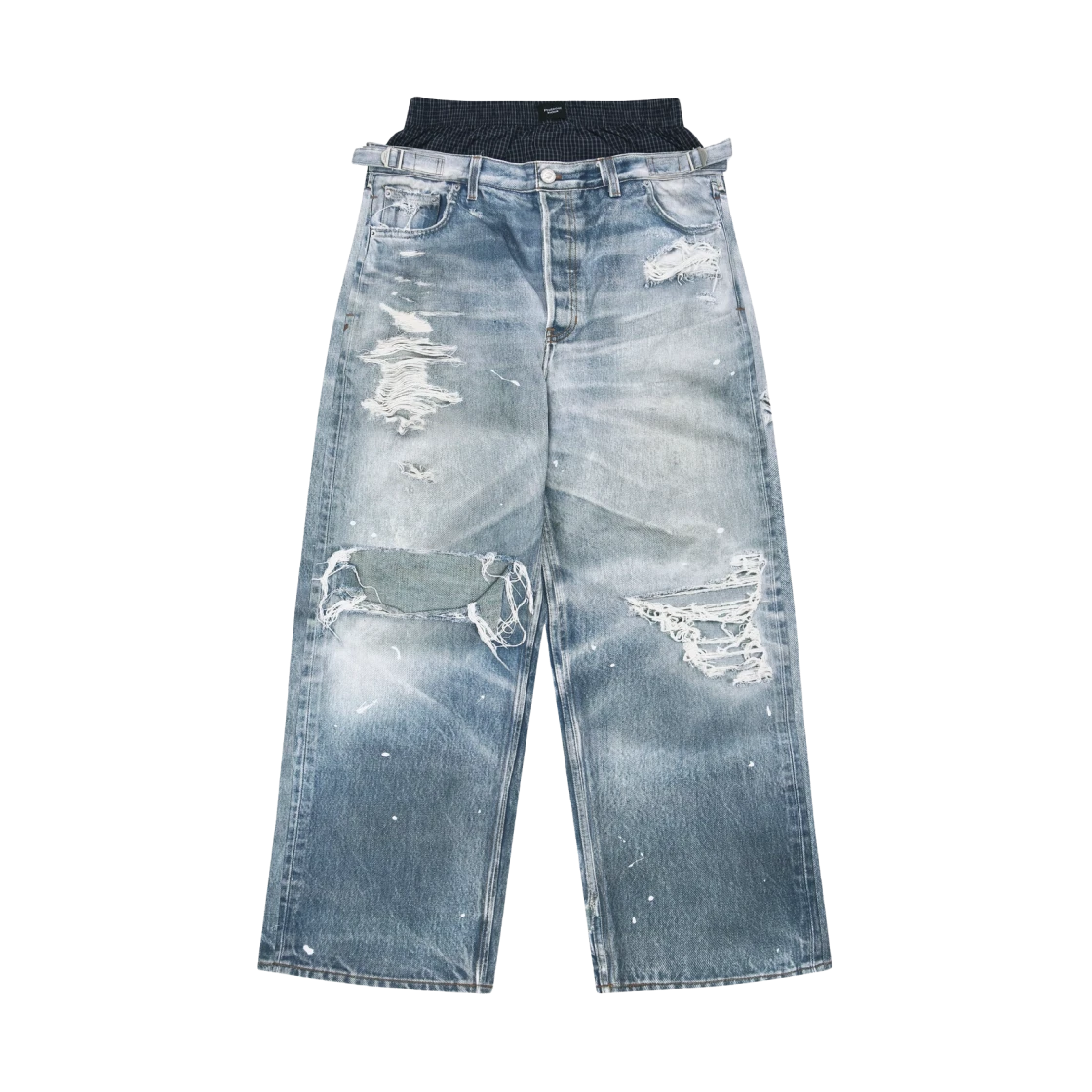 PROTOCOL INDEX TROMPE L'OEIL LAYERED PANTS BLUE