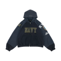 PROJECT G/R RECONSTRUCTED FOLDED ZIP HOODIE NAVY