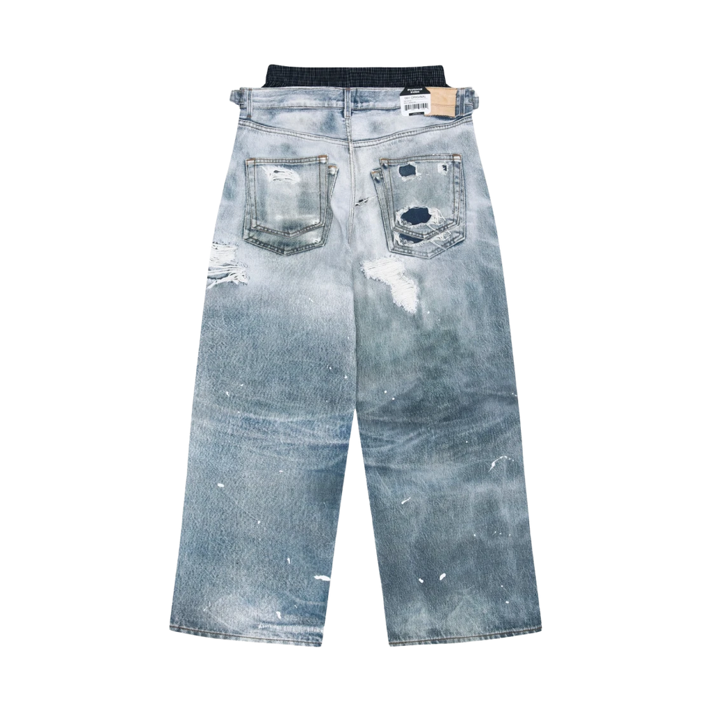 PROTOCOL INDEX TROMPE L'OEIL LAYERED PANTS BLUE
