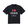 BALENCIAGA I LOVE PARIS MEDIUM FIT T-SHIRT BLACK FADED