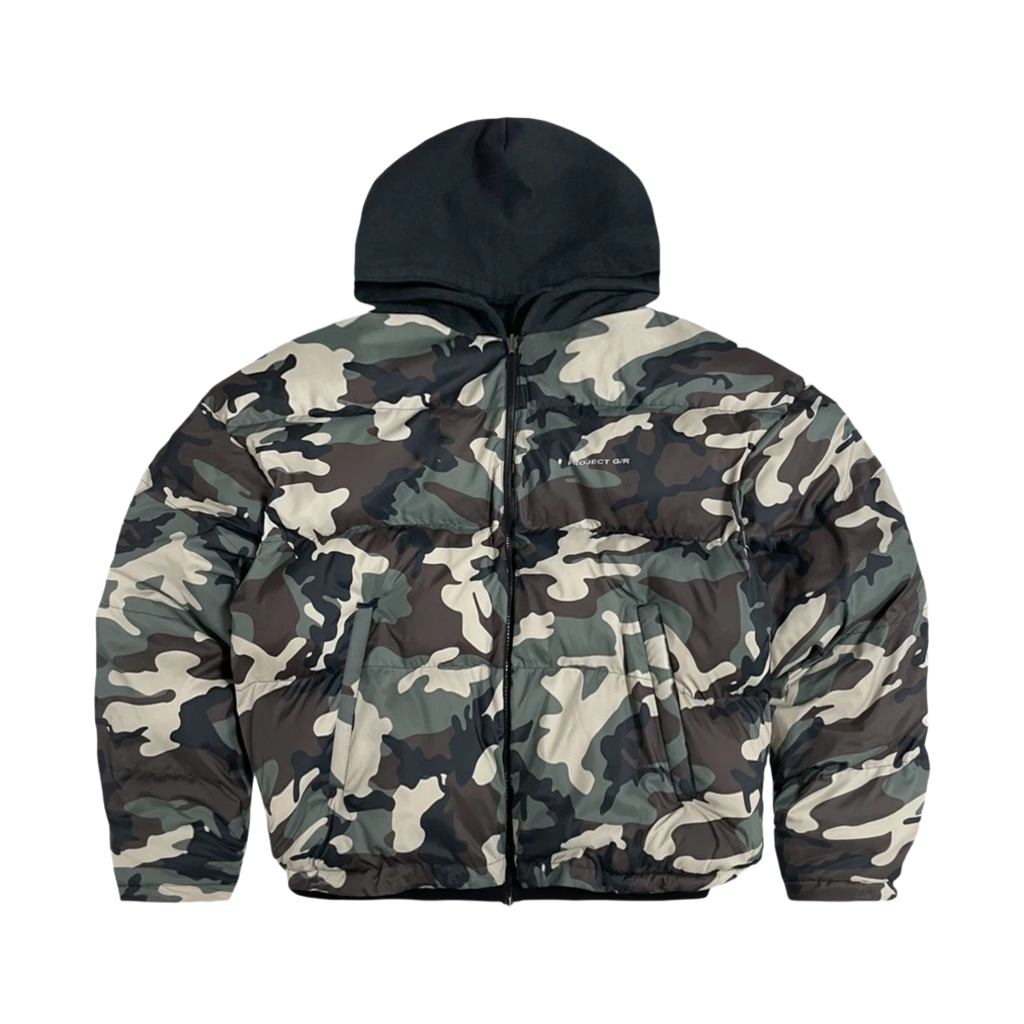 PROJECT G/R REVERSIBLE HOODED PUFFER JACKET BLACK