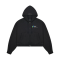 PROJECT G/R SPC CROPPED DISTRESSED ZIP HOODIE WASHED BLACK