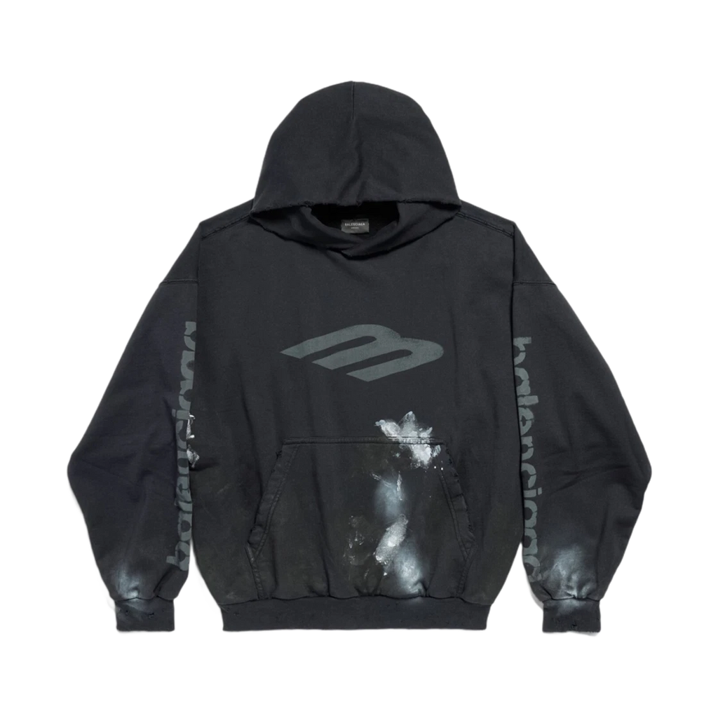 BALENCIAGA 3B STENCIL HOODIE MEDIUM FIT BLACK