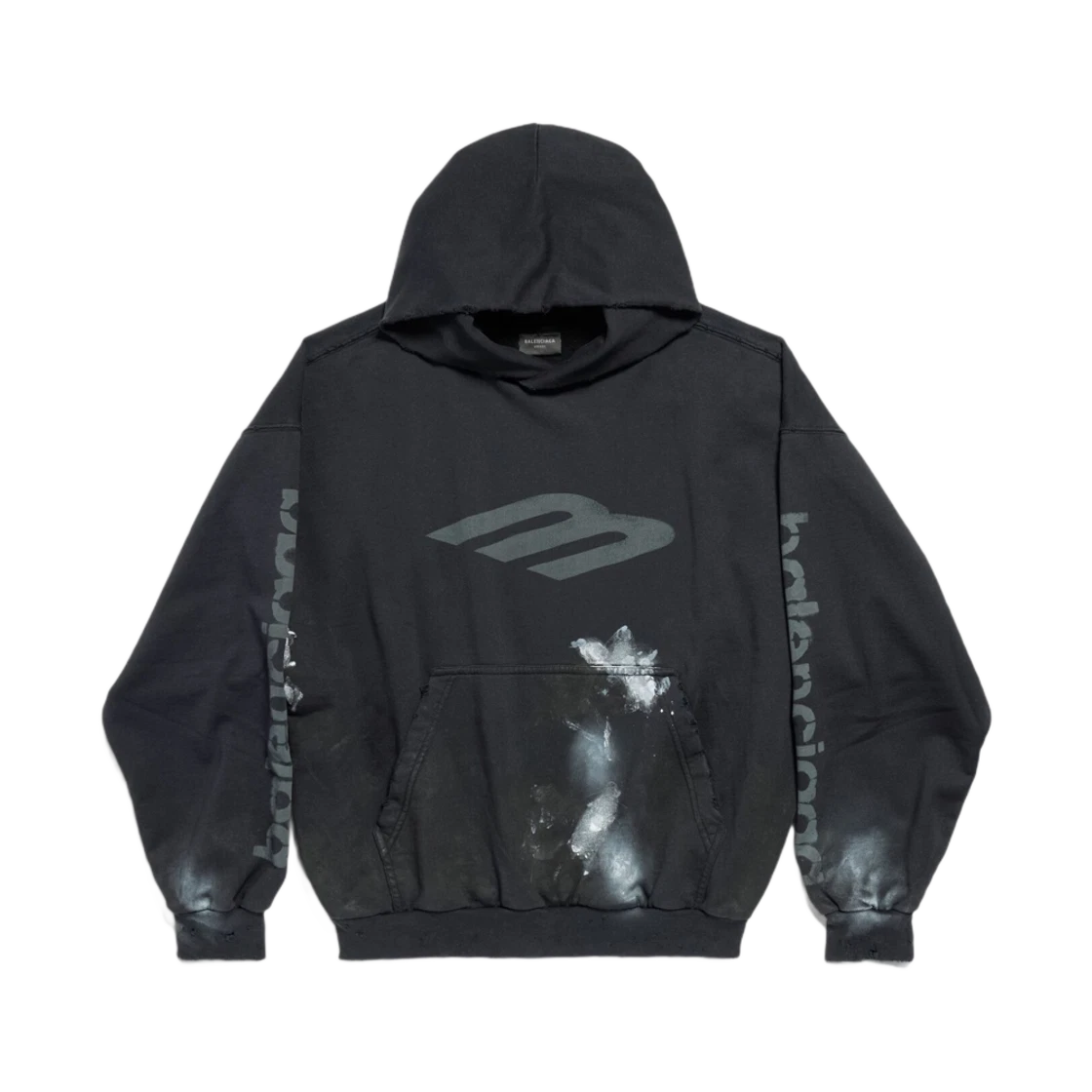 BALENCIAGA 3B STENCIL HOODIE MEDIUM FIT BLACK