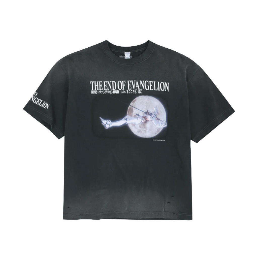 PROTOCOL INDEX X EVANGELION OVERDYED VINTAGE MASS PRODUCTION T-SHIRT CHARCOAL