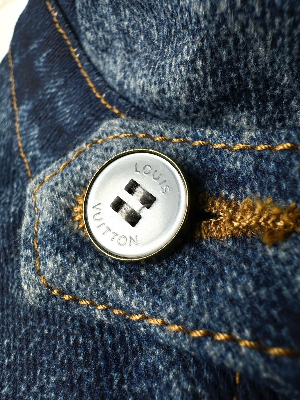 LOUIS VUITTON LASERED SIGNATURE PATCHWORK DENIM BLOUSON