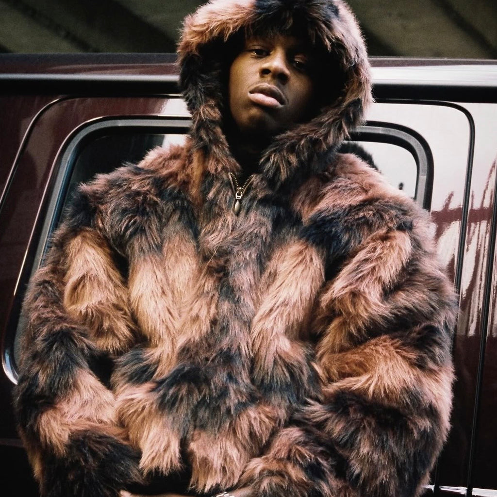 CORTEIZ DIAMOND HOODED FUR JACKET “BROWN”