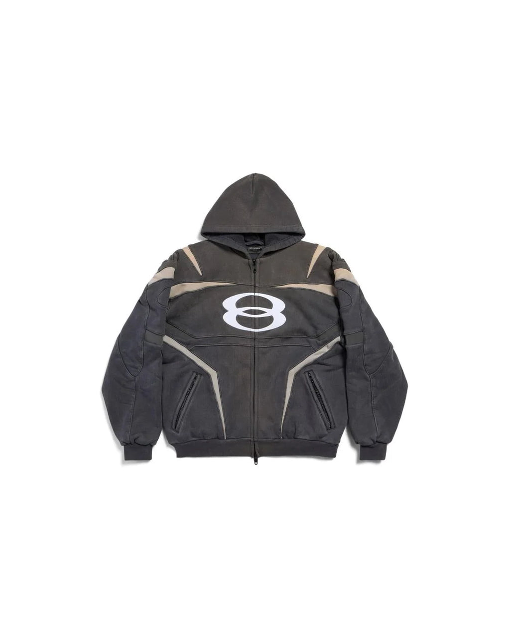 BALENCIAGA UNITY SPORTS ICON BIKER ZIP-UP HOODIE OVERSIZED “BLACK WHITE”
