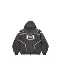 BALENCIAGA UNITY SPORTS ICON BIKER ZIP-UP HOODIE OVERSIZED “BLACK WHITE”