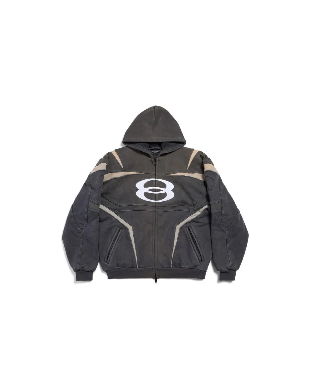 BALENCIAGA UNITY SPORTS ICON BIKER ZIP-UP HOODIE OVERSIZED “BLACK WHITE”