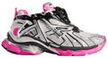 BALENCIAGA RUNNER MESH & NYLON SILVER / BLACK / NEON PINK LOW TOP SNEAKERS