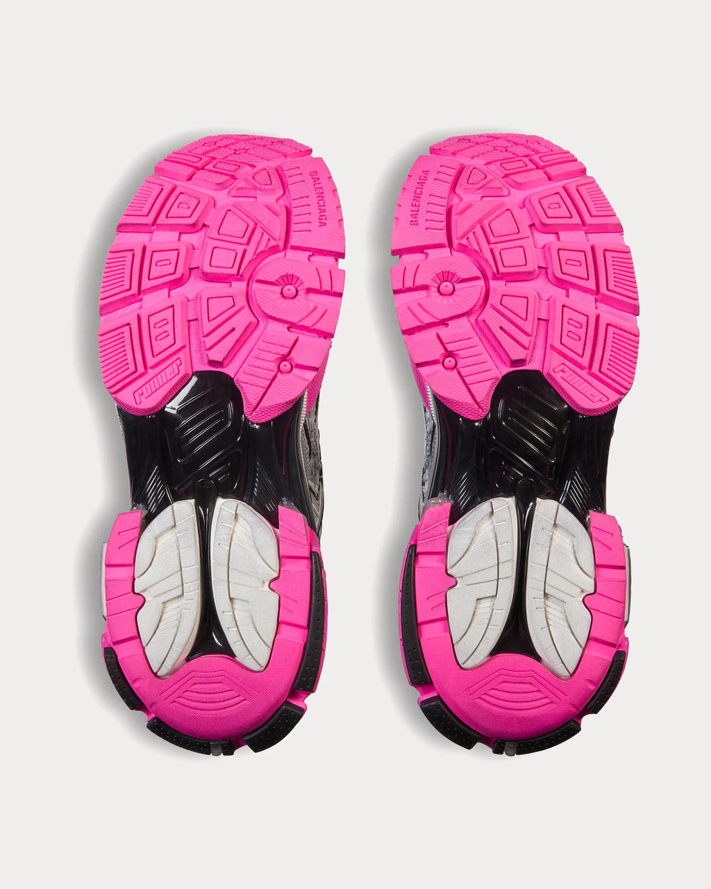 BALENCIAGA RUNNER MESH & NYLON SILVER / BLACK / NEON PINK LOW TOP SNEAKERS