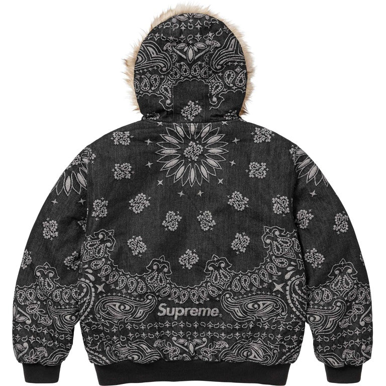 SUPREME BANDANA JACQUARD DENIM HOODED WORK JACKET