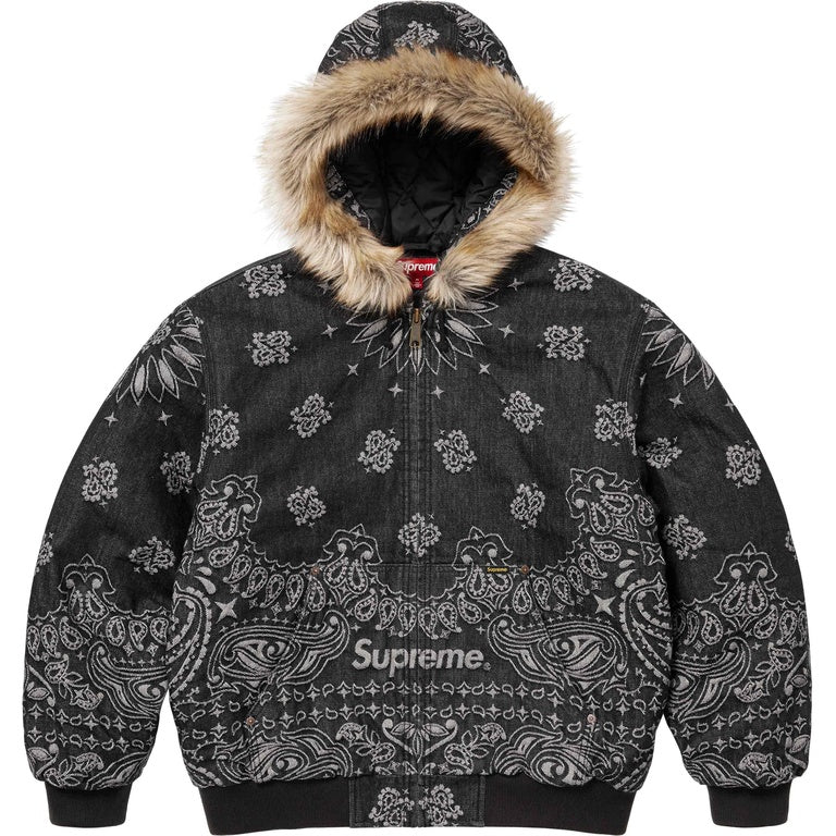 SUPREME BANDANA JACQUARD DENIM HOODED WORK JACKET