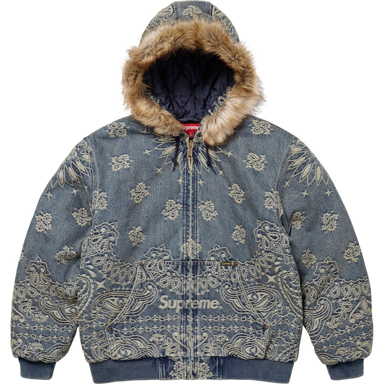 SUPREME BANDANA JACQUARD DENIM HOODED WORK JACKET