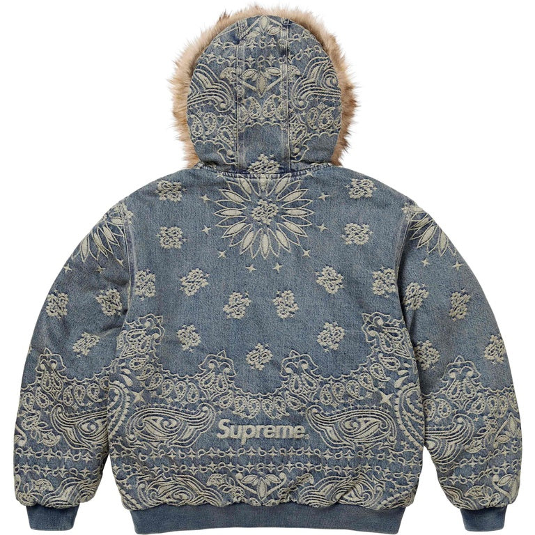 SUPREME BANDANA JACQUARD DENIM HOODED WORK JACKET