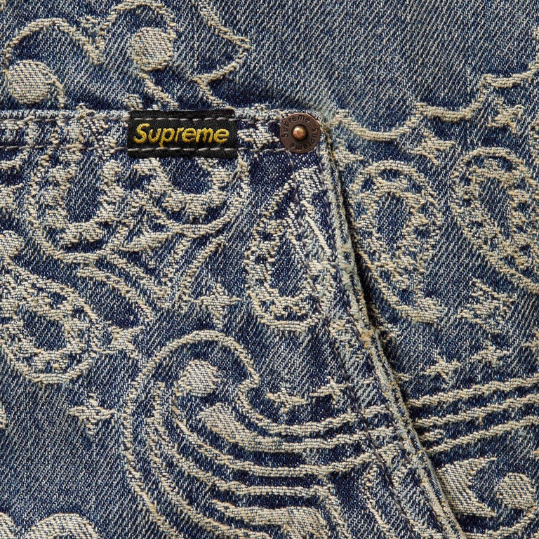SUPREME BANDANA JACQUARD DENIM HOODED WORK JACKET