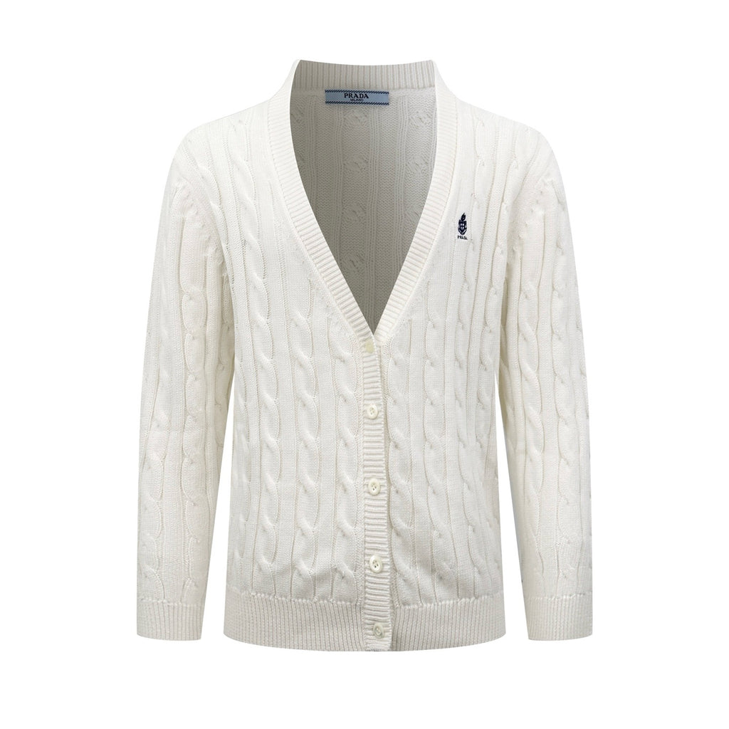 PRADA CABLE-KNIT COTTON CARDIGAN