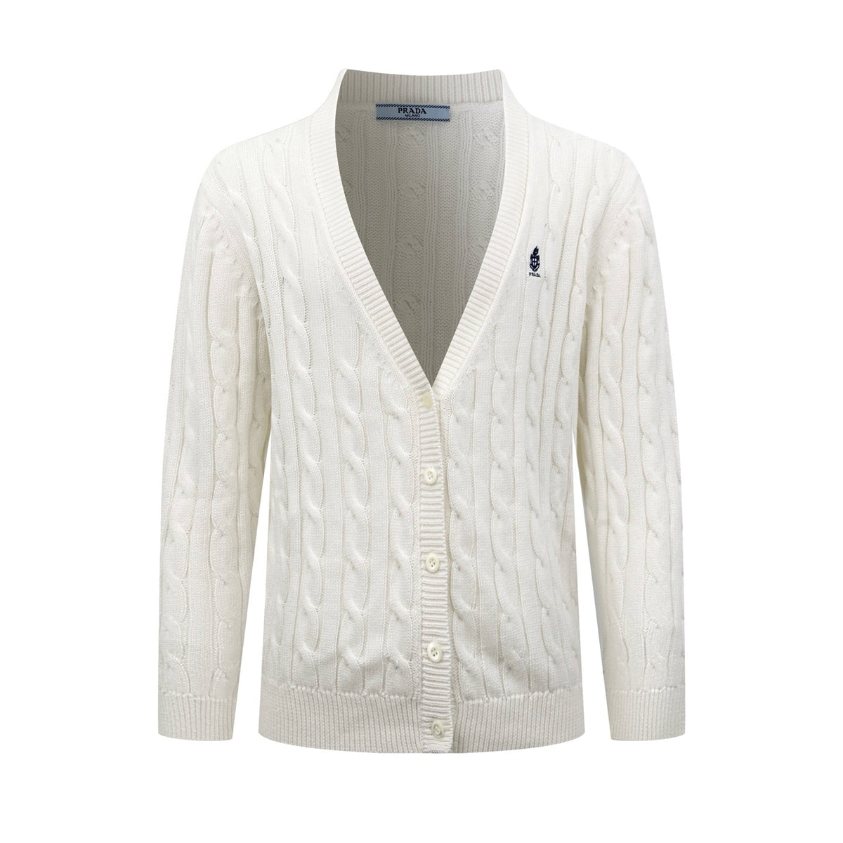 PRADA CABLE-KNIT COTTON CARDIGAN