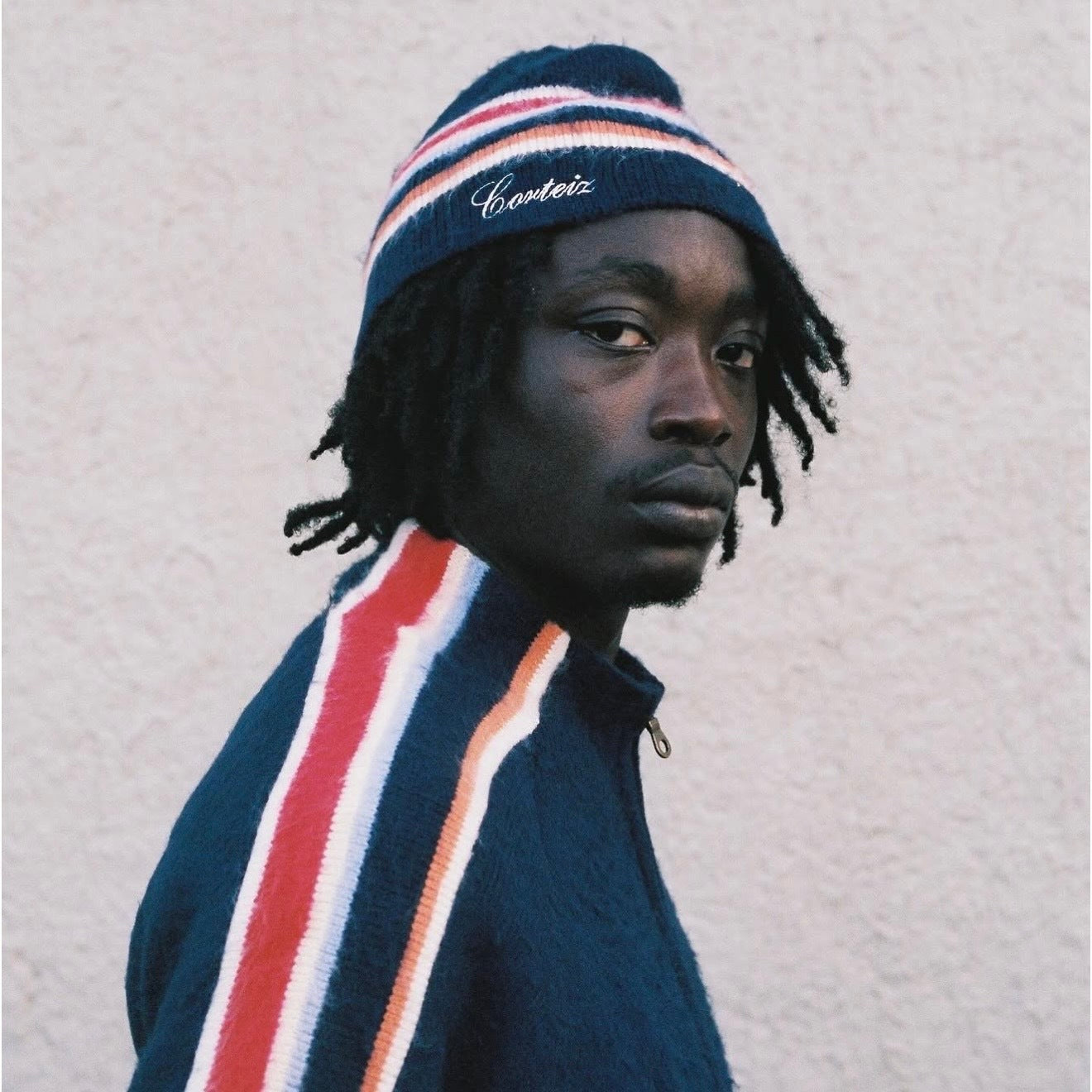 CORTEIZ MULTI STRIPE KNIT ZIP UP “NAVY”