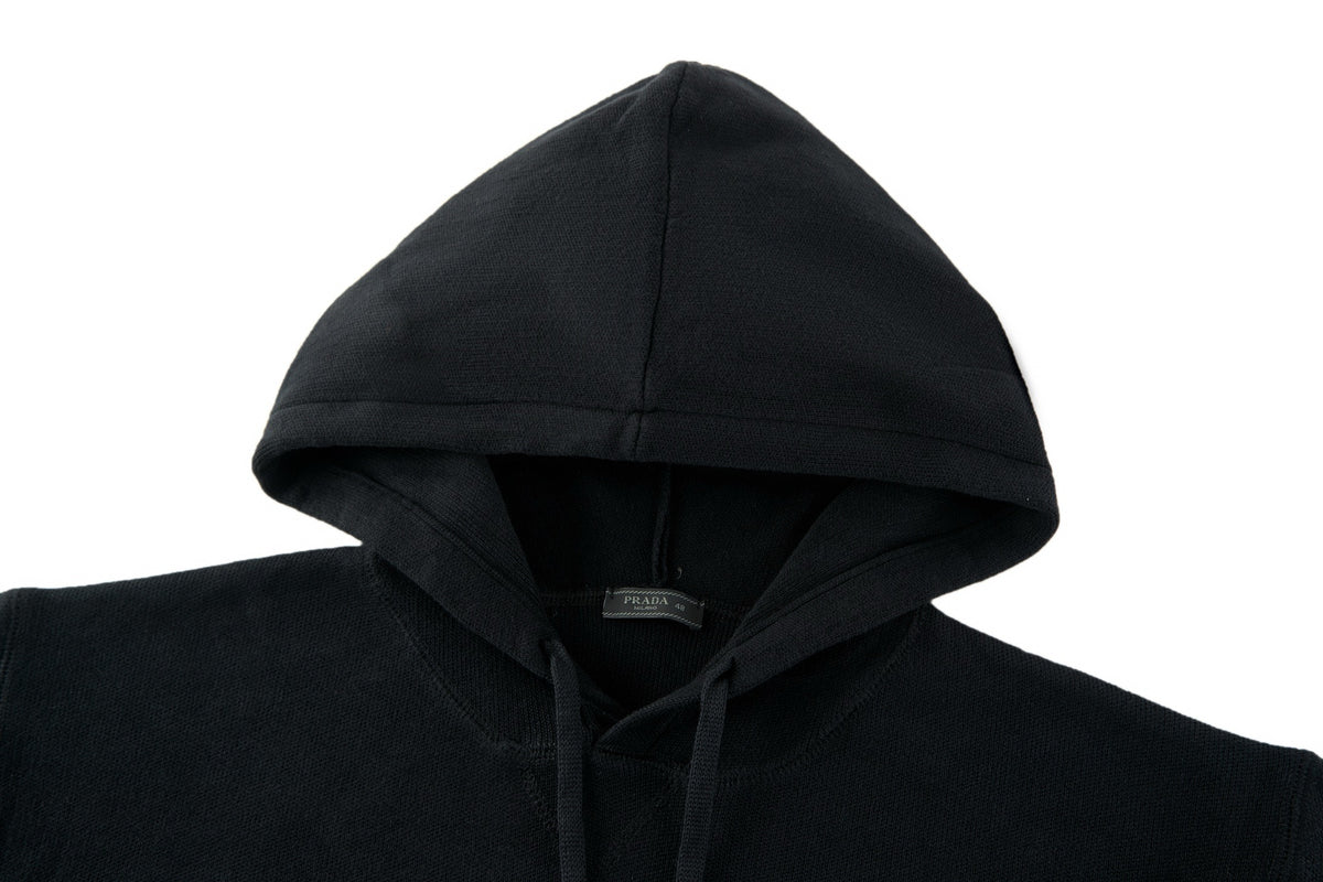 PRADA BLUE LOGO-EMBROIDERED HOODIE
