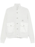 C.P. COMPANY COTTON DIAGONAL FLEECE FULL BUTTON SWEATSHIRT LIGHT GREY