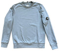 C.P. COMPANY GOGGLE-LOGO CREWNECK SWEATSHIRT IN LIGHT TURQUOISE