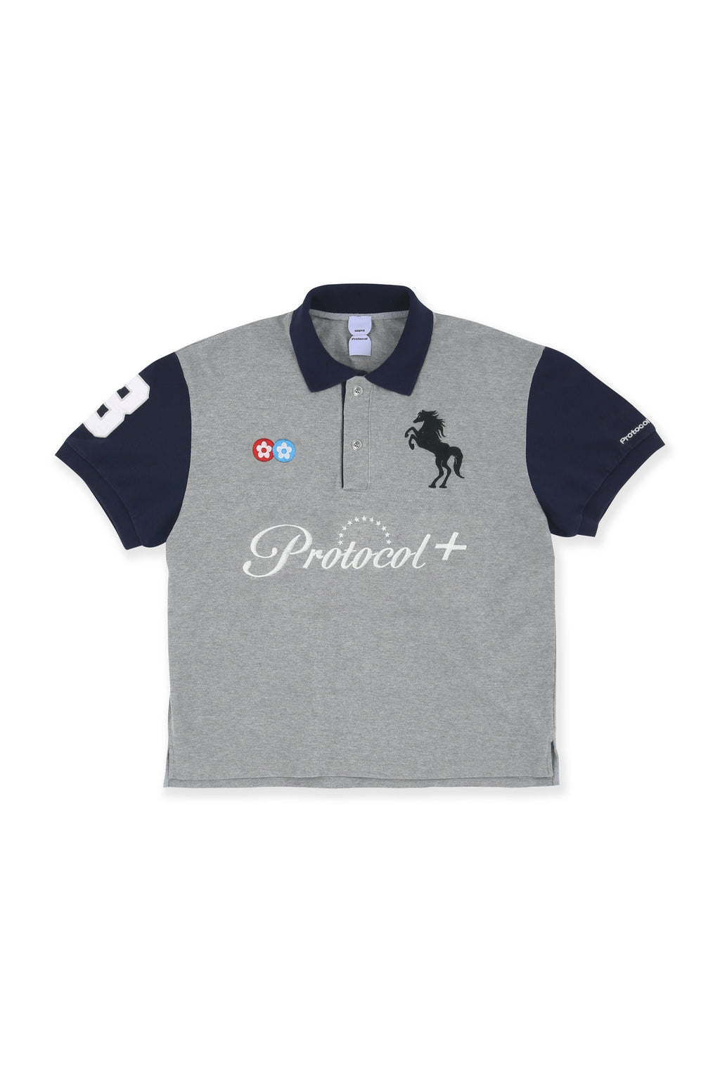 PROTOCOL INDEX VTP PANELED PIQUE SHIRT IN MELANGE GREY