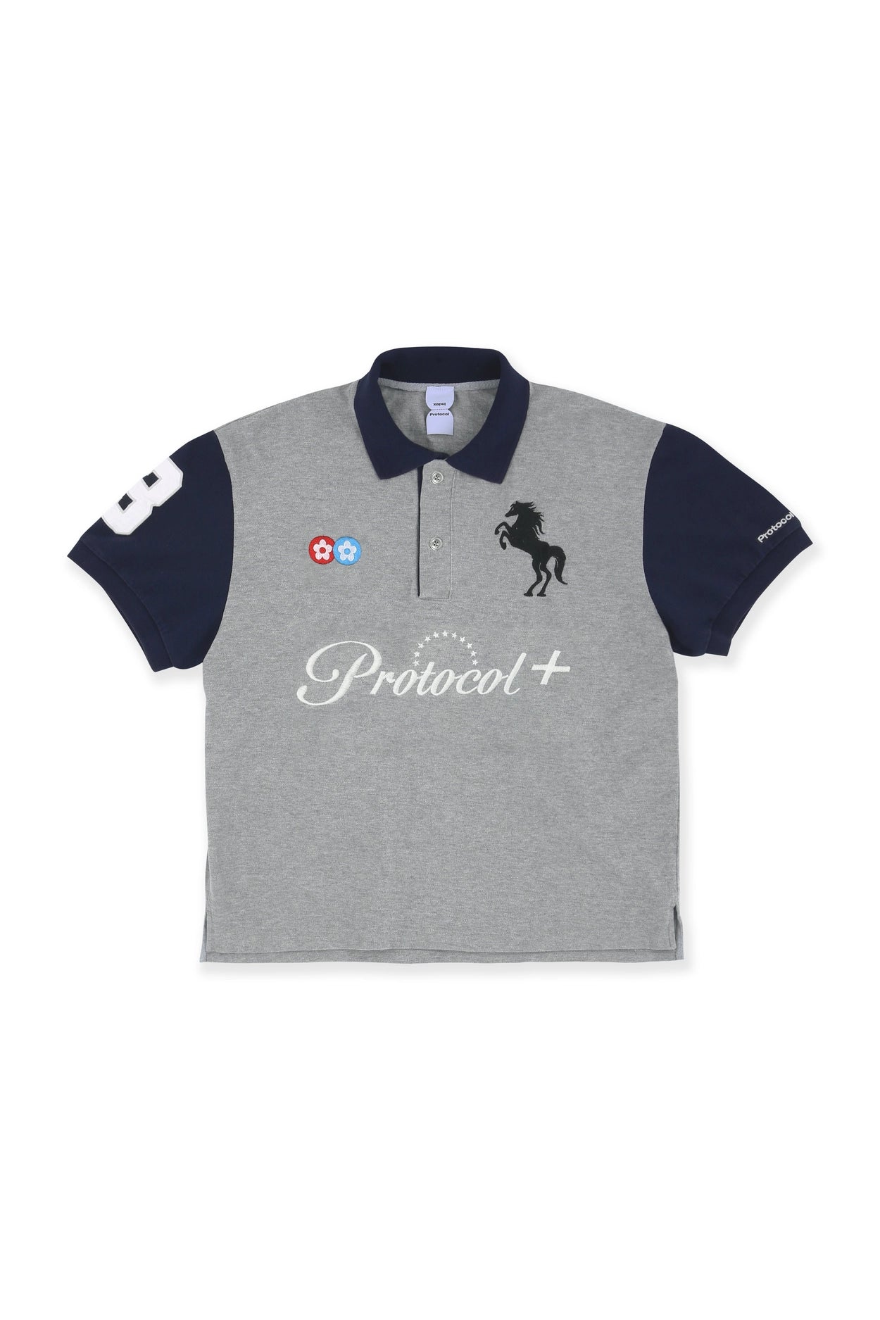 PROTOCOL INDEX VTP PANELED PIQUE SHIRT IN MELANGE GREY