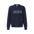CELINE LOGO-EMBROIDERED RIBBED WOOL SWEATER