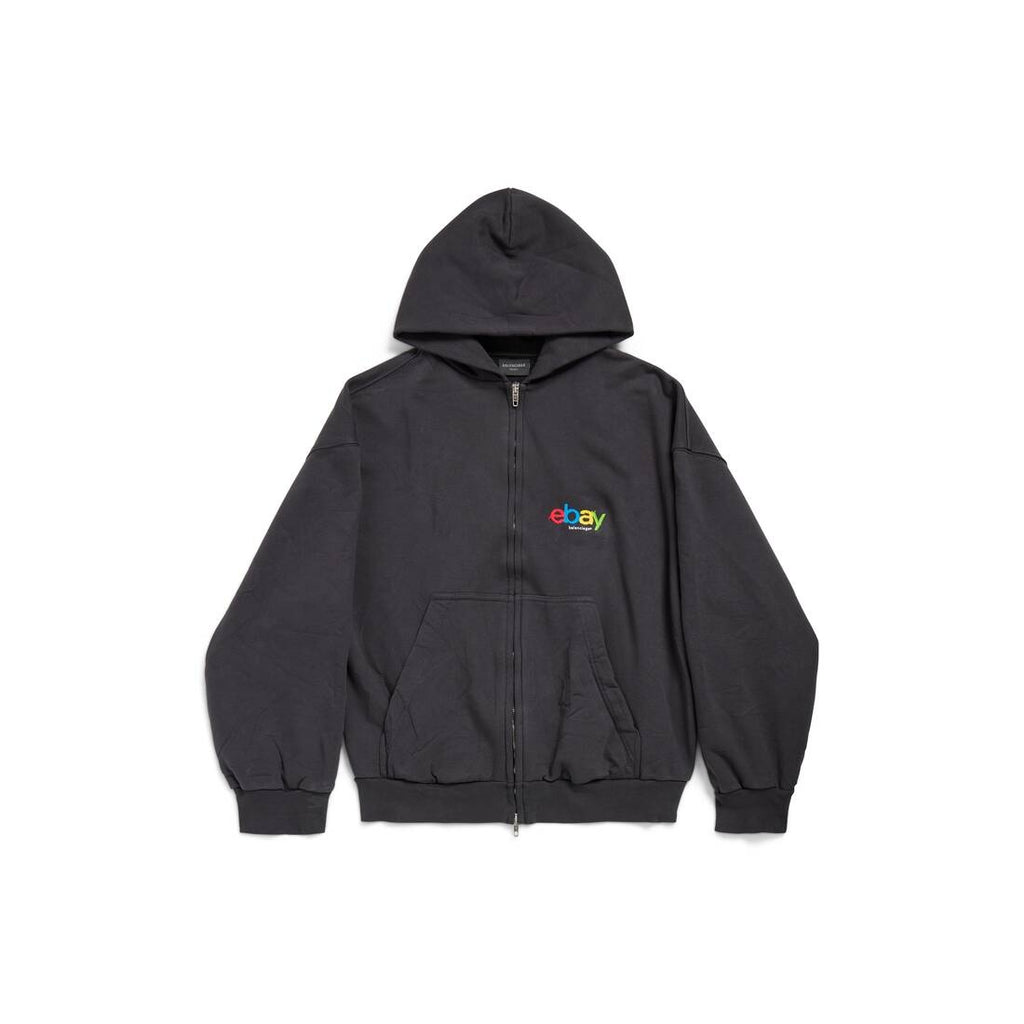 BALENCIAGA EBAY ZIP-UP HOODIE REGULAR FIT IN BLACK