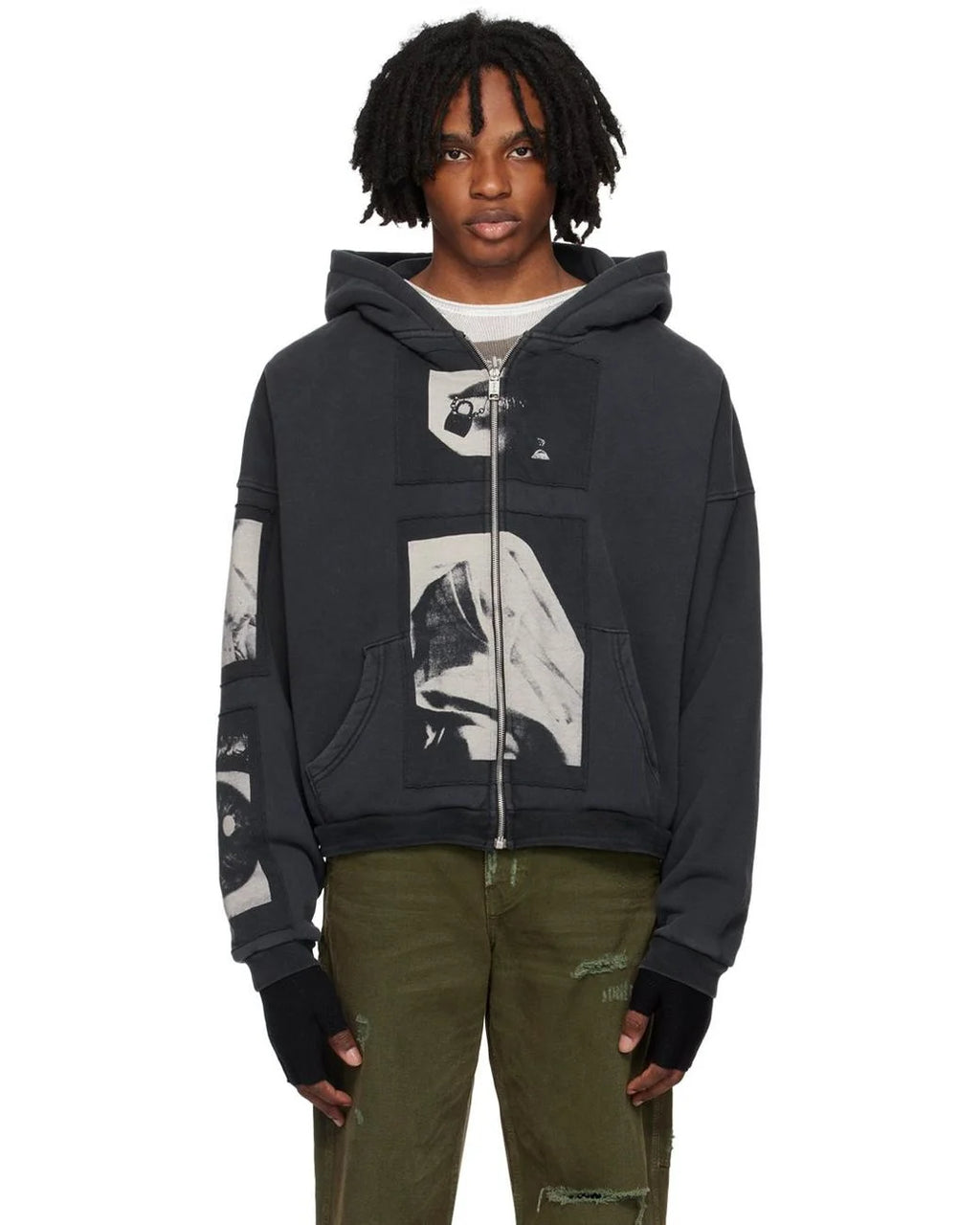 ENFANTS RICHES DÉPRIMÉS MADONNE ASSEMBLAGE ZIP UP HOODIE 'FADED BLACK'