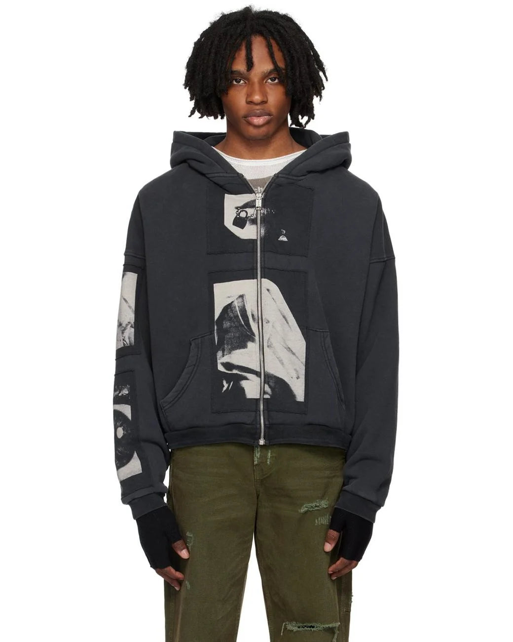 ENFANTS RICHES DÉPRIMÉS MADONNE ASSEMBLAGE ZIP UP HOODIE 'FADED BLACK'