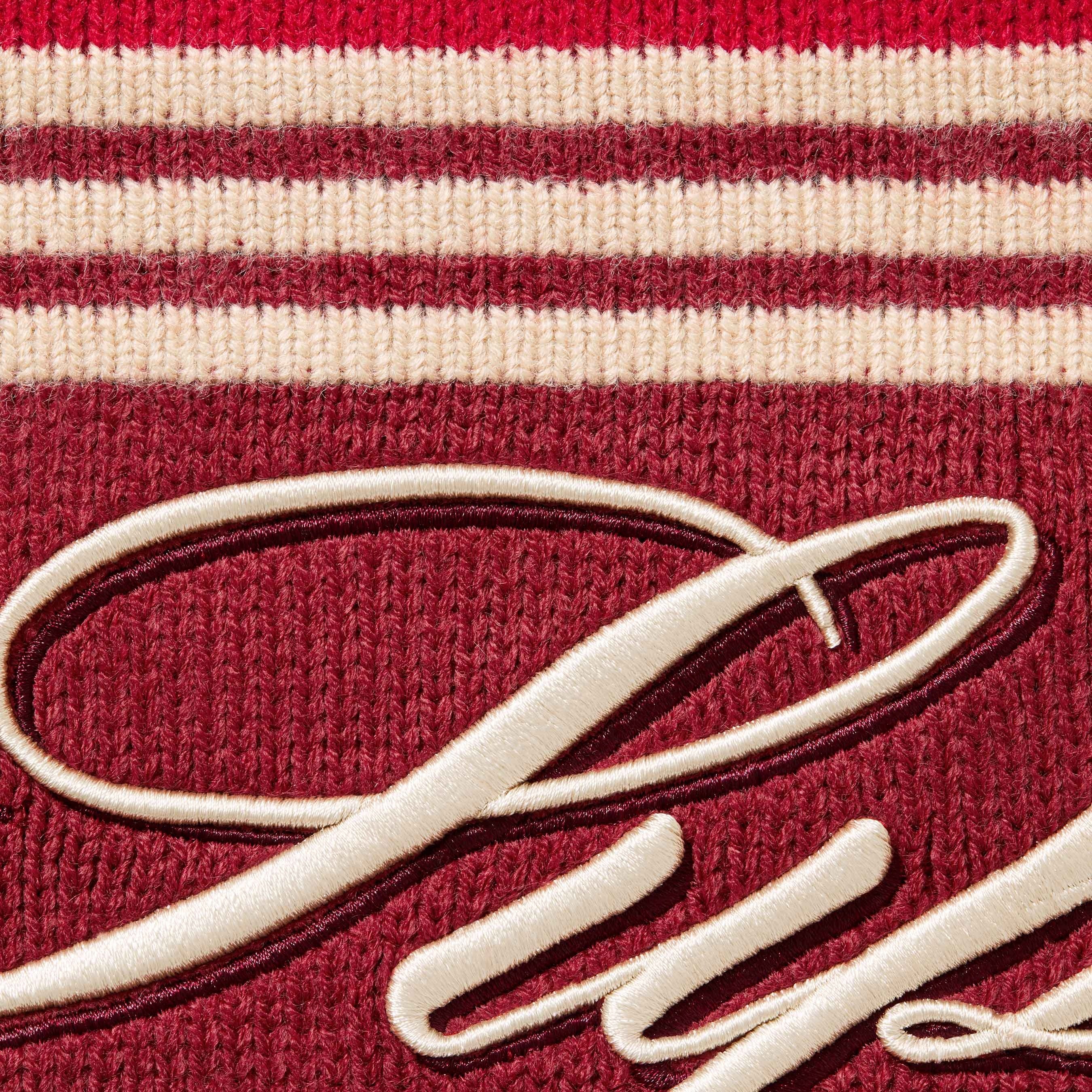 SUPREME SCRIPT STRIPE HALF ZIP SWEATER