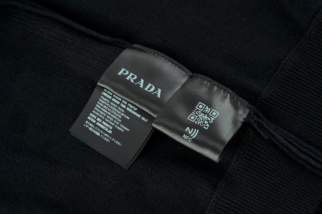 PRADA BLUE LOGO-EMBROIDERED HOODIE