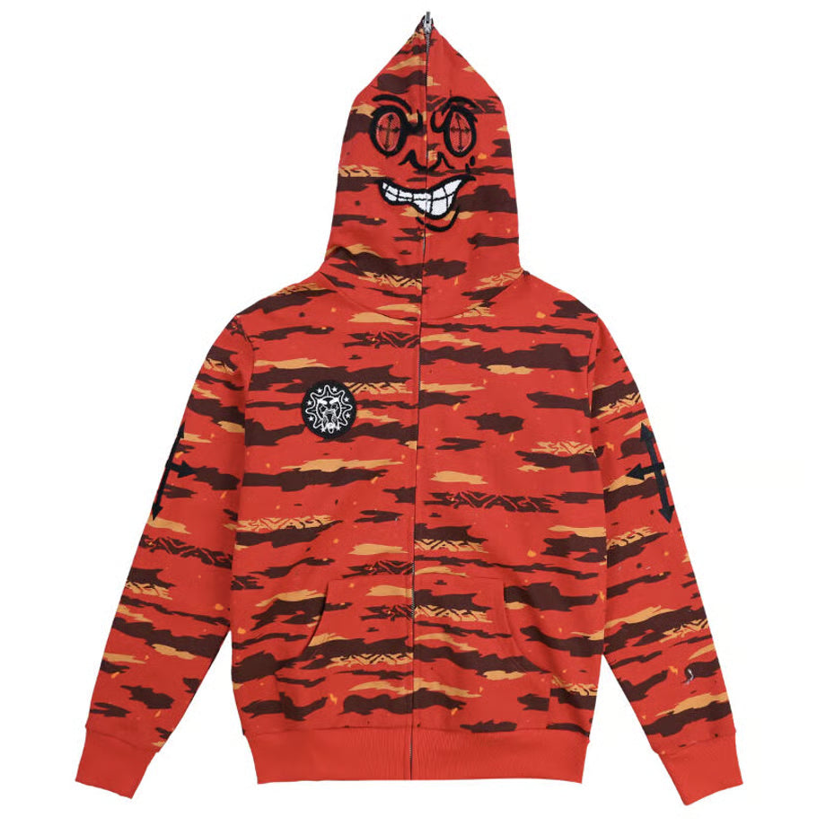 GLO GANG SAVEGE ZIP-HOODIE IN RED CAMO