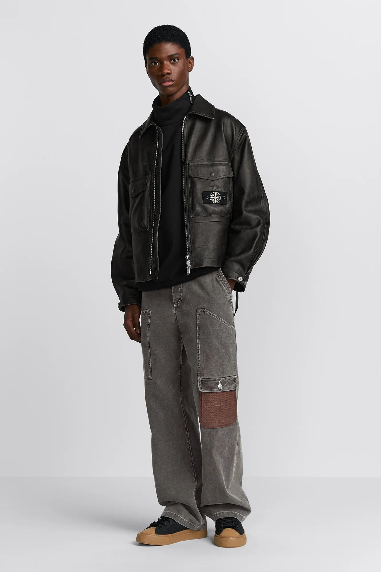 STONE ISLAND X DIOR CARGO JEANS BLACK