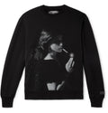 UNDERCOVER CINDY SHERMAN PRINTED EMBROIDERED LOOPBACK COTTON JERSEY SWEATSHIRT IN BLACK