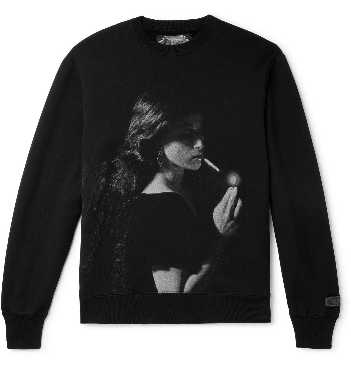 UNDERCOVER CINDY SHERMAN PRINTED EMBROIDERED LOOPBACK COTTON JERSEY SWEATSHIRT IN BLACK