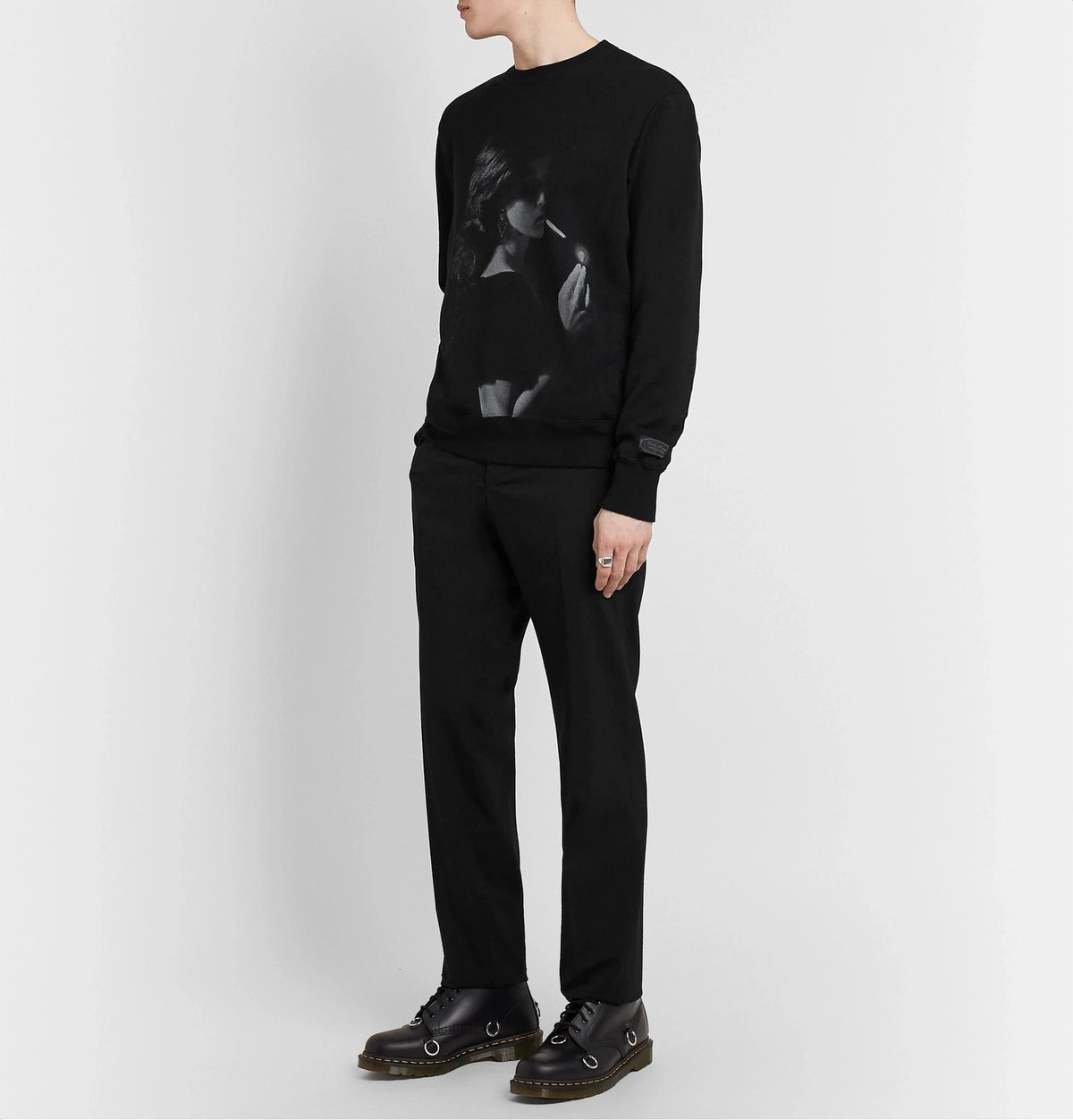 UNDERCOVER CINDY SHERMAN PRINTED EMBROIDERED LOOPBACK COTTON JERSEY SWEATSHIRT IN BLACK