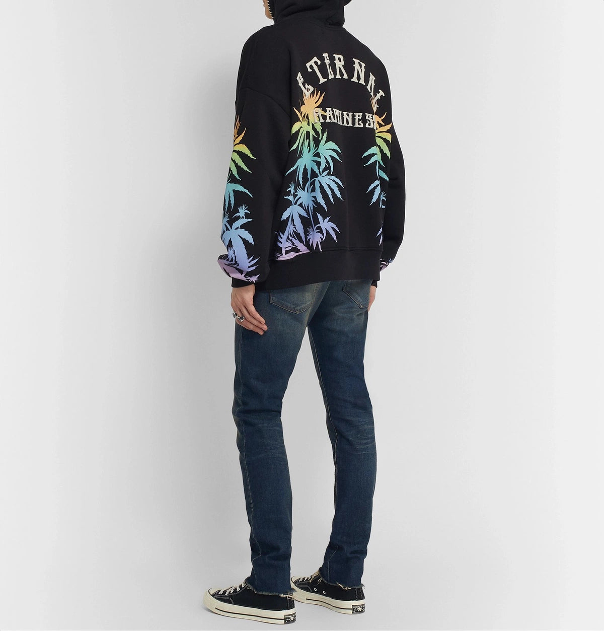 AMIRI ETERNAL HAPPINESS OVERSIZED FIT HOODIE IN BLACK