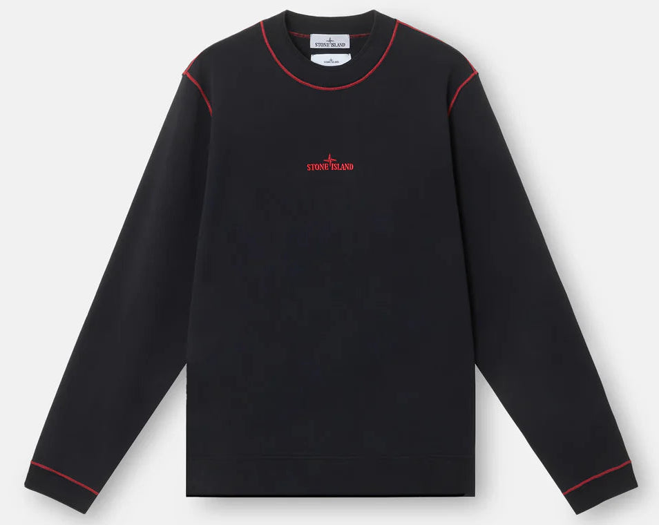 STONE ISLAND COTTON FLEECE CREWNECK SWEATSHIRT BLACK