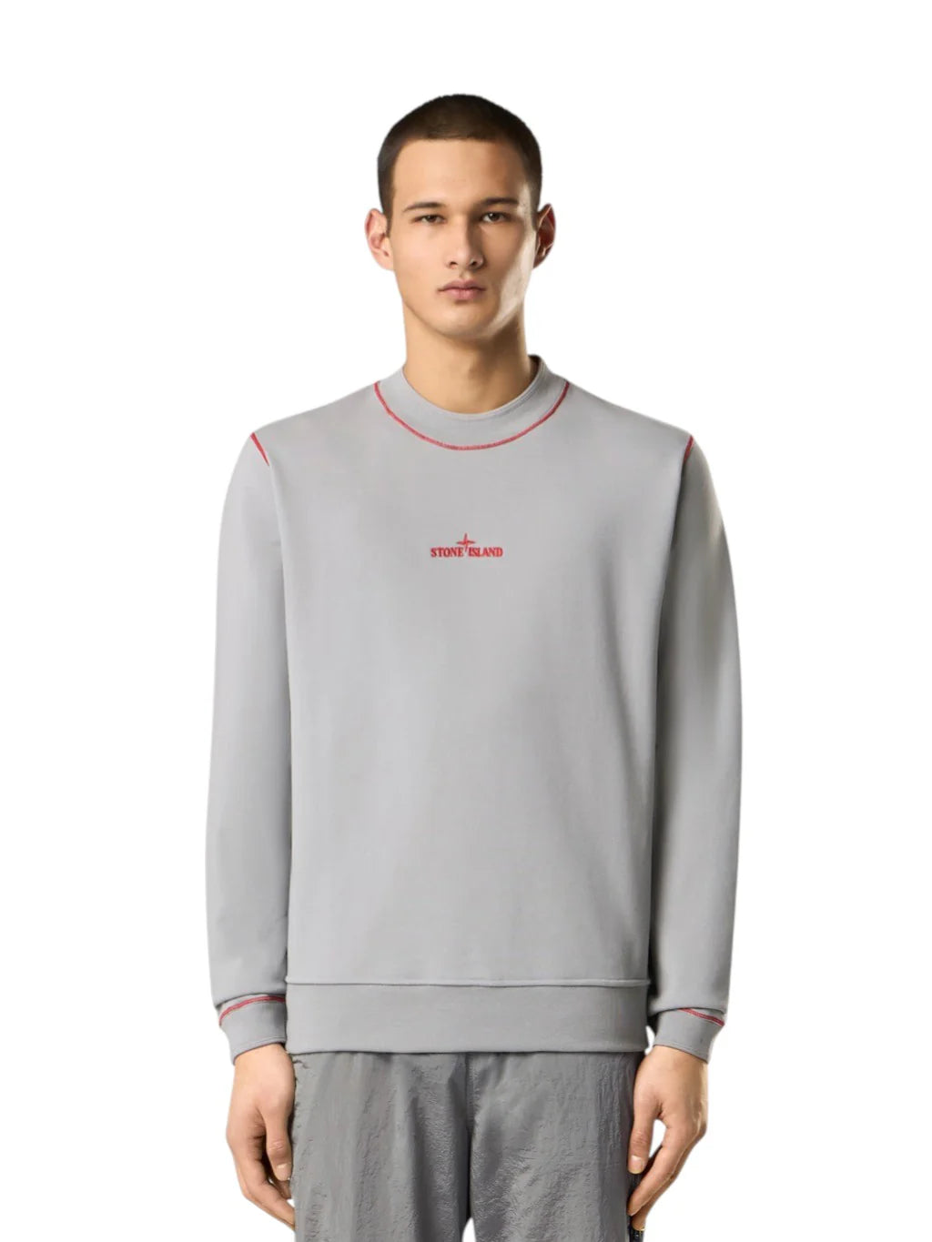 STONE ISLAND COTTON FLEECE CREWNECK SWEATSHIRT GREY