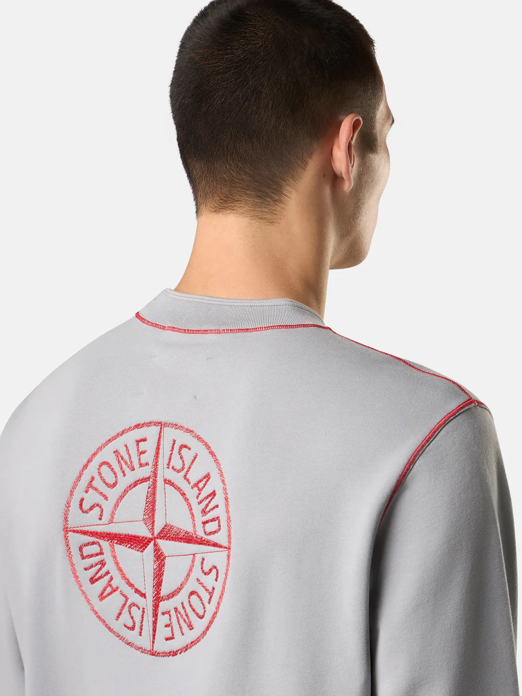STONE ISLAND COTTON FLEECE CREWNECK SWEATSHIRT GREY