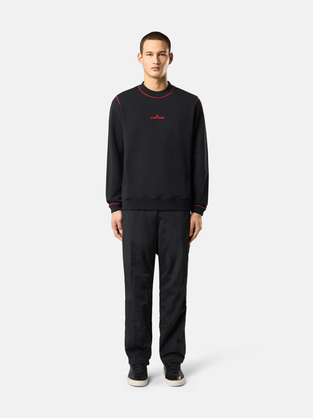 STONE ISLAND COTTON FLEECE CREWNECK SWEATSHIRT BLACK