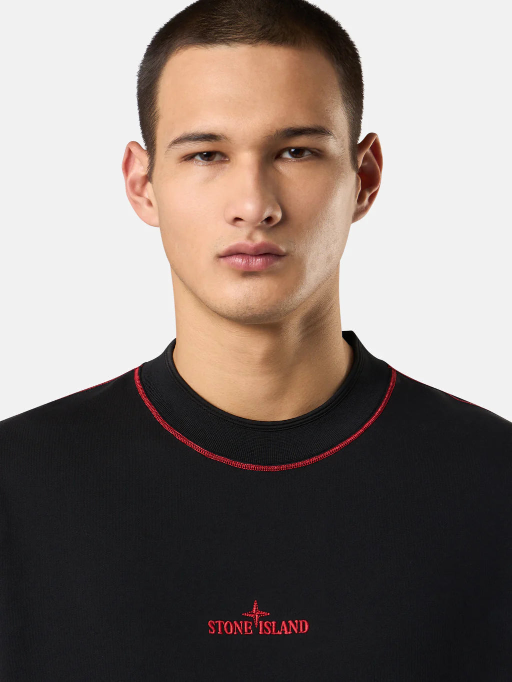 STONE ISLAND COTTON FLEECE CREWNECK SWEATSHIRT BLACK