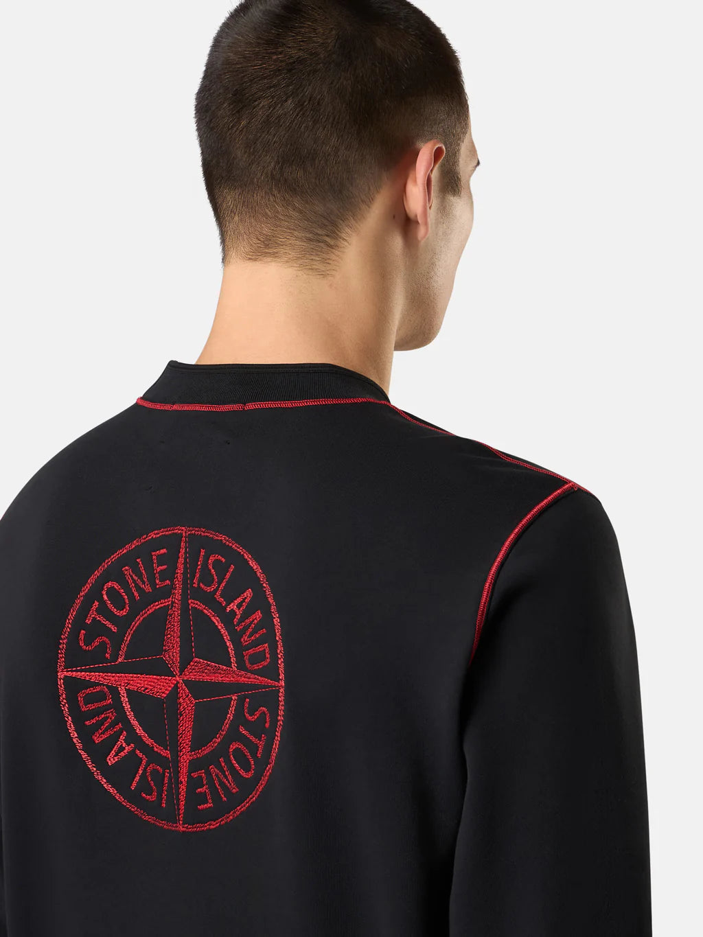 STONE ISLAND COTTON FLEECE CREWNECK SWEATSHIRT BLACK