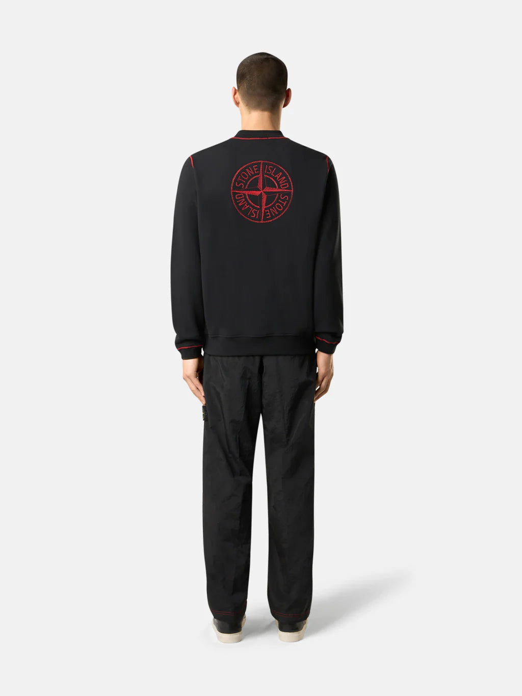 STONE ISLAND COTTON FLEECE CREWNECK SWEATSHIRT BLACK