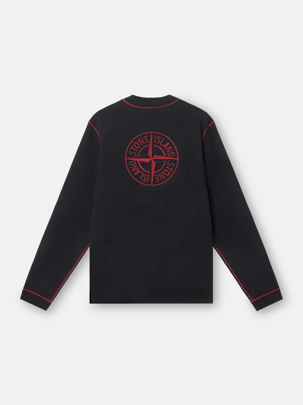 STONE ISLAND COTTON FLEECE CREWNECK SWEATSHIRT BLACK